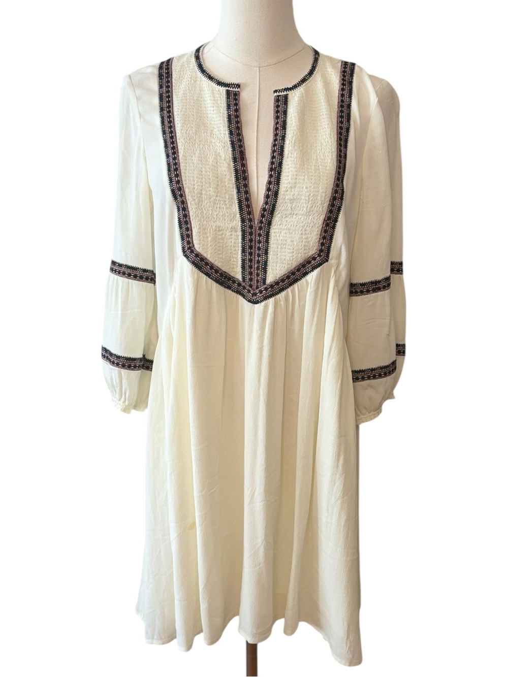 BA&sh Tulsie Ecru Peasant Hippie Dress Size 6